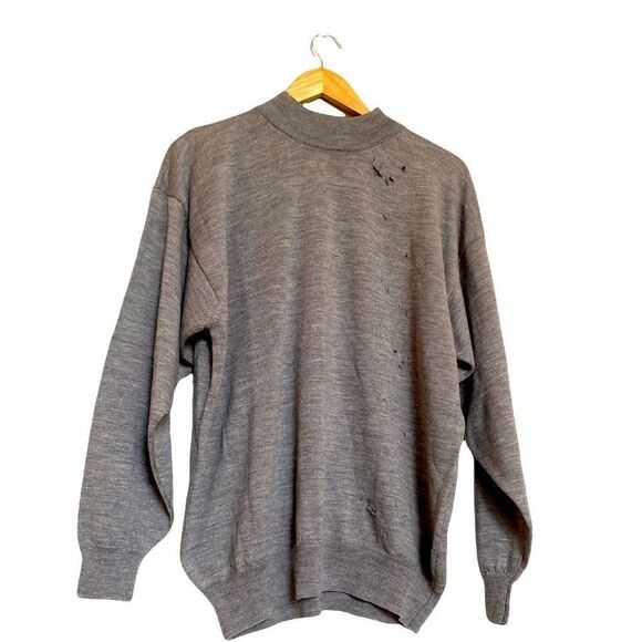 NWT Raffi Linea Uomo Italy Extra Fine Merino Sweater Distressed Large - Picture 1 of 4